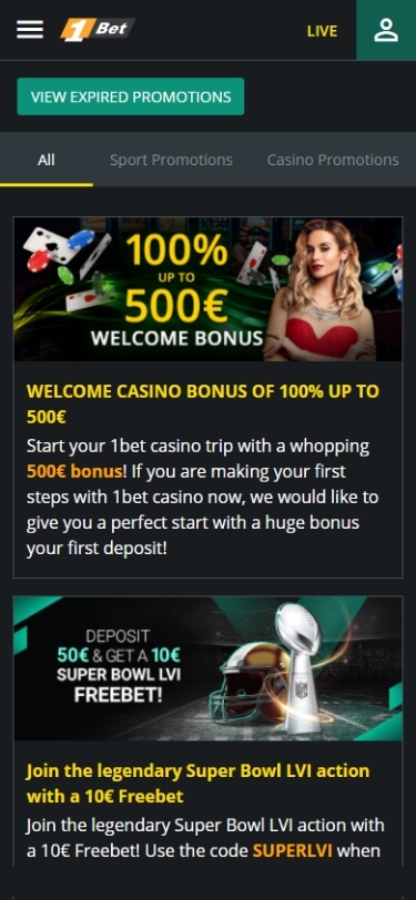 1 bet casino bonus